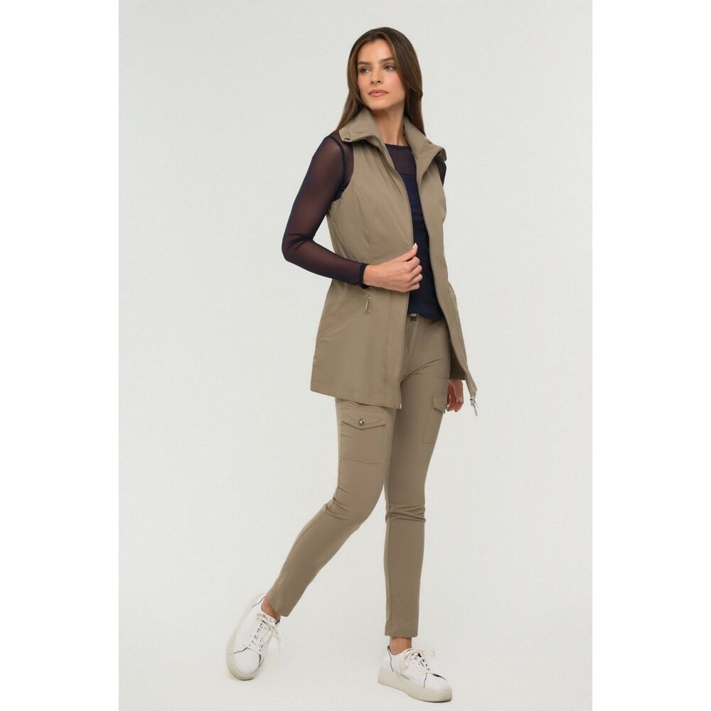 NEW Anatomie Delaney Vest Black Travel Zip Pockets Women's Large Khaki